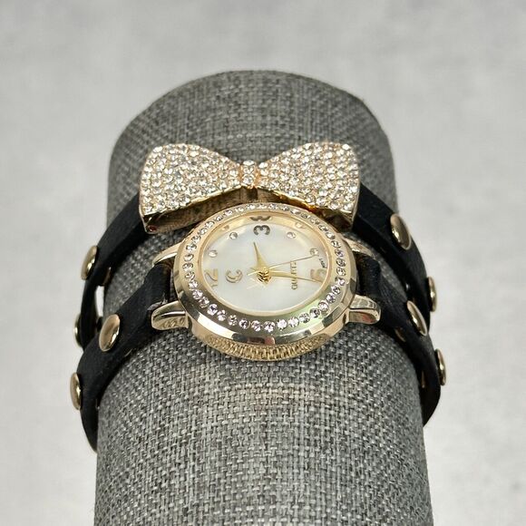 Charming Charlie Watch Wrap Around Studded Crystal Bow Rock Feminine New Battery - Picture 2 of 9